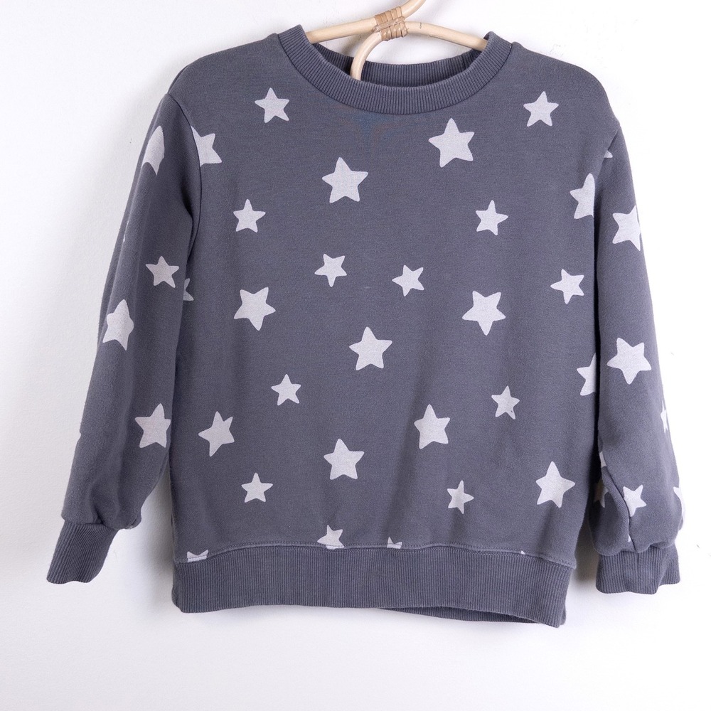 Uniqlo Star Print Sweatshirt Kids 3-4Y Gray Long Sleeve Pullover